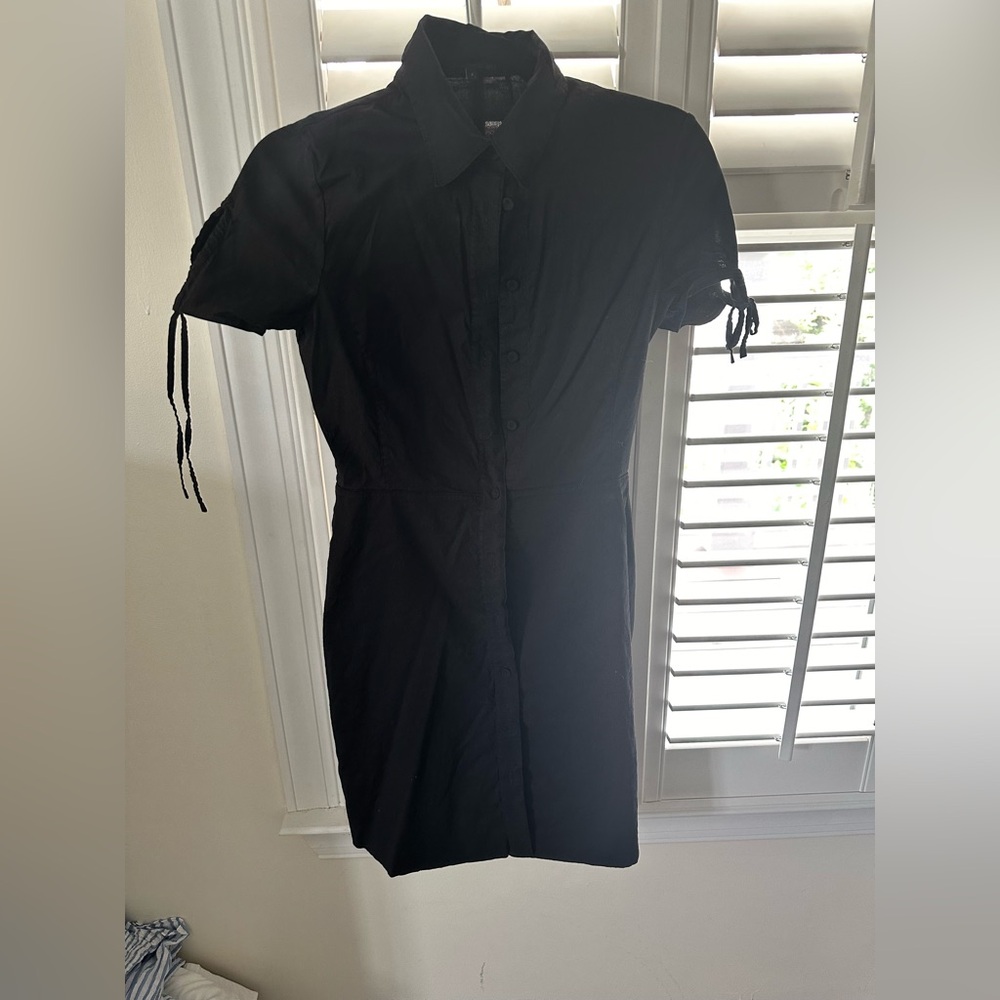 Theory Black Short-Sleeve Button Front Dress